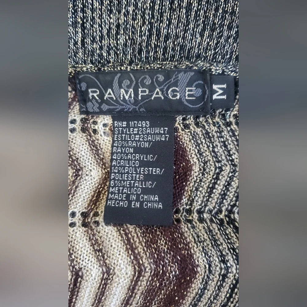 RAMPAGE Vintage Metallic Chevron Kimono Sleeve Knit Sweater Top Size Medium - Picture 6 of 7